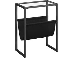 TRANKIELO® - Bijzettafel met glazen blad – Opbergkast voor tijdschriften – Ruimtebesparend design voor kleine ruimtes