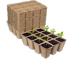 TRANKIELO® - Biologisch Afbreekbare Zaailingpotten – Set van 20 – 12 Rooster Design – Vierkante Plantpotten voor Fruit en Groenten – 16 x 12 cm