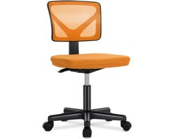TRANKIELO® - Comfortabele Bureaustoel Zonder Armleuning, Oranje Draaistoel met Lendensteun en Wielen, Ideaal voor Kantoor, Studie en Woonkamer -