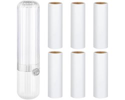 TRANKIELO® - Draagbare pluisroller met 7 rollen en dispenser – Extra kleverige lintroller voor kleding, meubels, tapijten