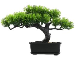 TRANKIELO® – Duurzame Kunstplant Bonsai Boom – Kunstbonsai voor Woonkamer, Slaapkamer, Badkamer en Vensterbank Decoratie – Podocarpus Kunstbonsai