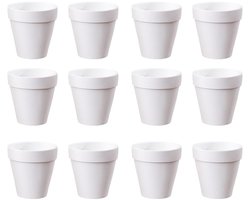 TRANKIELO® - Duurzame Terracotta Potten Set van 12 – Aardewerk Plantenpotten met Drainage Gat – Ideaal voor Vetplanten, Cactussen en DIY Projecten – Wit (5.5 x 5cm)