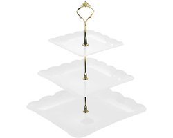 TRANKIELO® – Elegante 3-Laags Taartstandaard – Afneembaar Dessertbord – Multifunctioneel Kaas-, Fruit- en Cupcake-standaard – Ideaal voor Bruiloften, Verjaardagen en Feesten – Wit