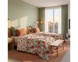 TRANKIELO® - Gewatteerde bedsprei met rozenpatroon - 140x210 cm - 100% polyester - duurzaam en stijlvol