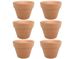 TRANKIELO® – Handgemaakte Terracotta Kleipotten Set van 6 – Duurzaam met Drainage Gat – Ideaal voor Vetplanten, Cactussen, en DIY Ambachtelijke Projecten – 10x10cm