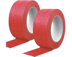 TRANKIELO® - Hoogwaardige Rode Crêpe Afplakband – 50mm x 30m – Set van 2 – Perfect voor Schilderwerken, Handwerk en DIY – Vlekbestendig en Eenvoudig te Gebruiken