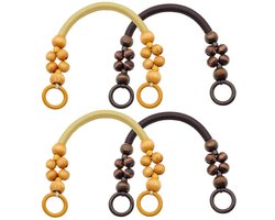 TRANKIELO® – Houten Kralen Tas Handgreep Vervanging – Set van 4 – Nylon Geweven – 46cm – Licht- en Donkerbruin