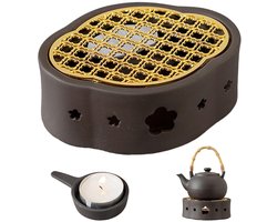 TRANKIELO® - Keramische Theepot Warmer – Retro Stijl Theelichthouder – Ideaal voor Verwarmen van Thee en Koffie – Grijs