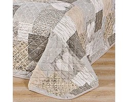 TRANKIELO® - Luxe Bedsprei met Hartenontwerp – Bruine Patchwork Sprei voor Tweepersoonsbed – Afmeting 200 x 220 cm