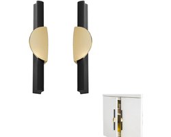 TRANKIELO® - Luxe Lade Grepen, Set van 2, Zwart Goud Design – Geschikt voor Kledingkasten, Keukendeuren, Nachtkastjes – Stevig en Duurzaam Materiaal