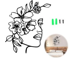 TRANKIELO® - Metalen wanddecoratie vrouw minimalistisch - 30 x 40 cm - moderne muurkunst - stijlvolle huisdecoratie