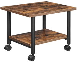 TRANKIELO® – Mobiele Printertafel – Verrijdbaar met Vergrendelbare Wielen – Industrieel Design – Donkerbruin en Zwart