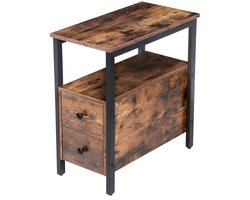 TRANKIELO® - Nachtkastje met 2 laden - Industrieel accentmeubel in houtlook - 48 x 30 x 61,5 cm
