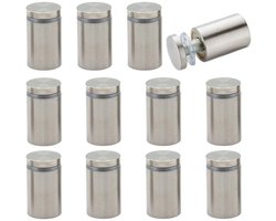 TRANKIELO® - Premium Afstandhouders voor Glazen Borden – Roestvrij Staal – 12 Stuks – 19x25mm – Geschikt voor Binnen- en Buitengebruik – Inclusief Bevestigingsschroeven