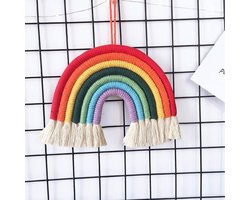 TRANKIELO® – Regenboog Wandhangers Decoratie – Handgeweven Macrame Kunstwerk – Boho Stijl voor Kinderkamer en Woonkamer Decoratie