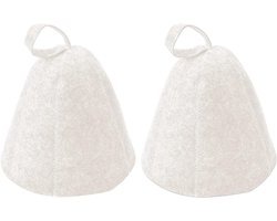Trankielo - Sauna-mutsen van vilt 2 stuks - Hoofdbescherming tegen hitte - Sauna-accessoires voor dames en heren (wit)