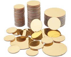 TRANKIELO® - Set van 120 gouden ronde spiegeltegels voor ambachten – Zelfklevende acrylspiegels in 3 maten – Veilig en duurzaam – Ideaal voor knutselen en decoratie
