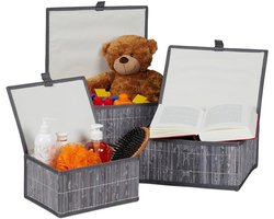 TRANKIELO® - Set van 3 bamboe opbergmanden met deksel - Decoratief en veelzijdig - Perfect voor badkamer en woonkamer