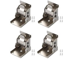 TRANKIELO® - Set van 4 klaptafelsteunen – Zelfborgende scharnieren – Inklapbare steunen met schroeven – Geschikt voor meubels zoals tafels en bedden
