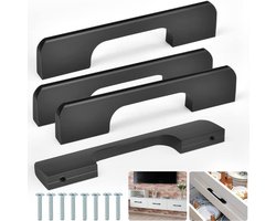 TRANKIELO® – Set van 4 Stijlvolle Meubelgrepen in RVS – Zwart – Voor Keukenkastjes – Gatafstand 128mm