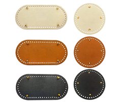 TRANKIELO® - Set van 6 Zoombodems voor Haken - Ronde en Ovale Leerlook Tassenbodems - Handwerk Accessoires voor Breien en Haken - PU-Leer in Beige, Bruin en Zwart