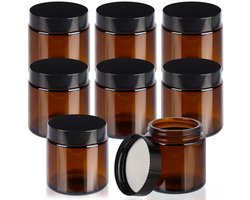 TRANKIELO® - Set van 8 Amber Glazen Potjes met Schroefdeksel | 120ml Capaciteit | Ideaal voor Cosmetica, Kruiden en Apotheekproducten