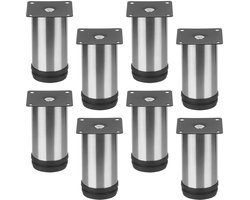 TRANKIELO® - Set van 8 verstelbare meubelpoten 10 cm - Roestvrij staal - Ideaal voor banken, tafels en keukenkasten