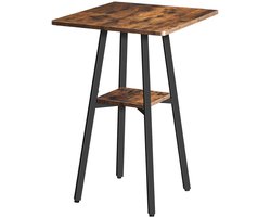 TRANKIELO® - Stijlvolle Hoge Bartafel met 2 Lagen – Robuuste Bistrotafel – Perfect voor Woonkamer, Keuken en Bar – Rustiek Bruin en Zwart