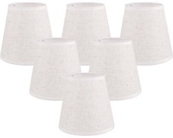 TRANKIELO® - Stijlvolle Linnen Lampenkappen voor Tafellampen en Kroonluchters – E14 Clip-on Lampenkap – Set van 6 – Afmetingen: 140 x 130 x 90 mm