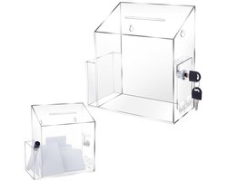TRANKIELO® - Transparante Suggestiedoos met Sleutelslot – 22 cm Acryl Box voor School, Evenementen en Kantoren