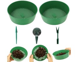 TRANKIELO® – Tuin Zeef Set - 5 Stuks – Plastic – voor Mini Tuin, Balkon Tuin, Kamerplanten – Zand & Steen Zeef – Vetplant Transplantatie Gereedschap – Plant Zaaigereedschap
