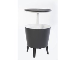 TRANKIELO® - Veelzijdige Bartafel met Geïntegreerde Drankkoeler, Perfect voor Buiten, Grijs/Wit