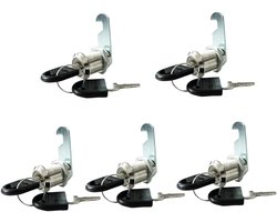 TRANKIELO® – Veiligheidssloten voor Lades en Kasten, 5 Stuks – Set met 10 Sleutels – Zinklegering, Oxidatiebestendig – Geschikt voor Archiefkasten, Lockerkasten, Ladekasten – 16mm