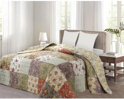 TRANKIELO® - Vintage Patchwork Sprei voor Tweepersoonsbed – 220 x 240 cm – Getest op Schadelijke Stoffen – Duurzaam & Comfortabel