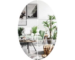 TRANKIELO® – Zelfklevende Ovale Wandspiegel – Acryl – Frameless – Geschikt voor Woonkamer, Slaapkamer, Kantoor – Woondecoratie – 40 x 60 cm