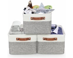 Tranquil Abode Opvouwbare Opbergmand - Set van 3 Stevige Stoffen Opbergmanden met Handgrepen