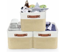 Tranquil Abode Opvouwbare Opbergmand - Set van 3 Stevige Stoffen Opbergmanden met Handgrepen - Opbergmand Kinderkamer voor Speelgoed - Opbergmandjes Badkamer - Opbergbox - Kast & Lade Organizer