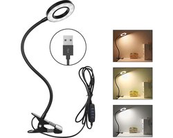 Transnect - Bureaulamp LED Dimbaar- met Klem - Filtert Blauw Licht - Bevordert Slaap - 10 helderheidsmodi - 3 kleurmodi