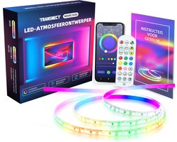 TRANSNECT - LED strip - 1 x 3m – RGB - met App en IR afstandsbediening – zelfklevend – met hoekjes, hangers en connectoren - voor iOS en Android