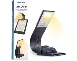 TRANSNECT Leeslamp - Draadloos USB Oplaadbaar Leeslampje Met Klem - 3 Lichtstanden - Flexibel - Leeslampje voor E-reader, Boek, Slaapkamer, Bed, E-reader, Kindel, Kobo, PC, Laptop - Inclusief USB kabel - Zwart