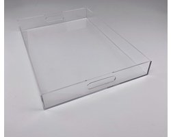 Transparant acrylkunststof dienblad met handgrepen - Serveerblad groot rechthoekig - 420 x 297 mm dienblad vierkant 70x70