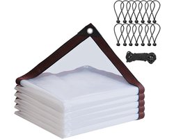 Transparant Afdekzeil 2x3m - Waterdichte Stevige Zeil met Ogen voor Tuin, Balkon en Meubels