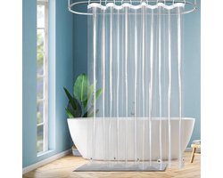 Transparant douchegordijn 180x200, schimmelwerend & waterdicht douchegordijn, PEVA-kunststof badgordijn voor de badkamer met 12 haken