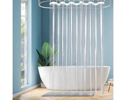 Transparant douchegordijn 80 x 180 cm voor badkuip, schimmelwerend, waterdicht douchegordijn, PEVA-plastic badgordijn voor badkamer met haken,Transparant douchegordijn,B80*H180cm