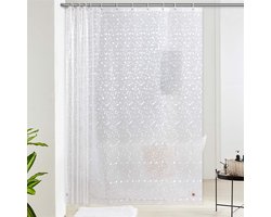 Transparant Douchegordijn Extra lang badgordijn Antischimmel voor douchebak in de badkamer Eva Gordijnen Antibacterieel Waterdicht Extra breed 244x200cm Geplaveide met 16 Haken zoom met Stenen