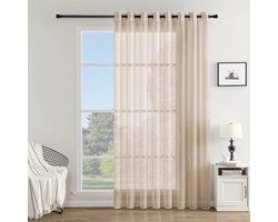 Transparant Gordijn - Vitrage Paneel - Woonkamer Decoratie - Zacht Polyester Materiaal - 300x245 cm - Beige