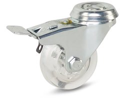 Transparant Meubel zwenkwiel geremd met centraal gat - 50mm - 50kg