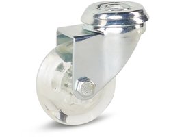 Transparant Meubel zwenkwiel met centraal gat - 50mm - 50kg