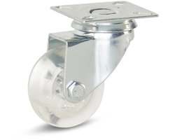Transparant Meubel zwenkwiel met topplaat - 50mm - 50kg