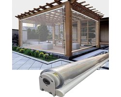 Transparant Rolgordijn Buiten - Windscherm Pergola Terras - Buitenruimte Beschermen - Waterdicht Stofdicht - 70 x 140 cm - Transparant